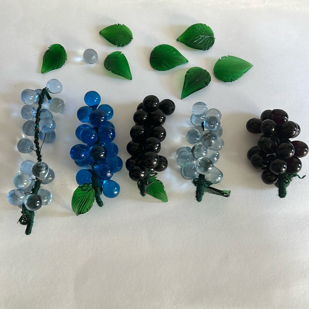 MCM vintage grapes cluster small Lot of 5 wired
